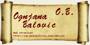Ognjana Balović vizit kartica